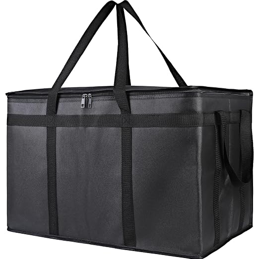 Bodaon Insulated Food Delivery Bag, XXXL Reusable Warming Bag, Black, 1Pk | Pizza Delivery Bags for Hot and Cold Food, Commercial, Large Capacity, Catering Cooler Bag for Rideshare, Warmers for Parties by Bodaon