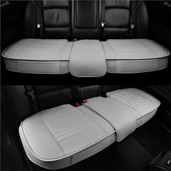 Back Seat Covers, Rear Seat Cushions, Auto Bench Protector with Breathable PU Leather and Non-Slip Bottom Universal for 4 Season (Gray, 61" x 20. 5") - Image 2