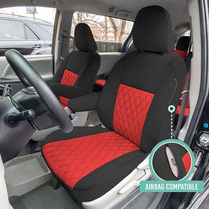 FH Group Custom Fit Car Seat Covers Specifically Made for 2011-2020 Toyota Sienna 7-8 Seater with Ultraflex Neoprene Water Resistant Automotive Seat Covers - Front Set Red - Image 3