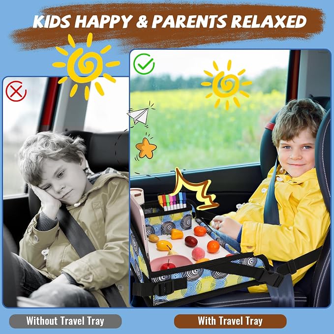 Kids Travel Tray for Airplane - Toddler Car Seat Table Tray, Road Trip Essentials for Boys & Girls, Carseat Lap Desk for Kids Road Trip Activities, Magic Circle - Image 2