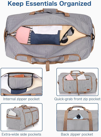 100L EXTRA LARGE Foldable Waterproof Travel Duffle Bag for Men and Women | with Shoe Compartment, Duffel for Weekender Gym Sport, Tear Resistant, Polyester - Image 4