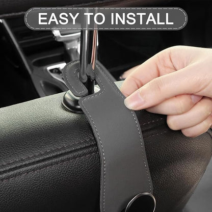 JESTOP Car Headrest Hooks 2 Pack Leather Car Seat Storage Hangers, Gray | Stylish Leather & Alloy Car Seat Organizer Hooks for Purses Bags Handbag Coat Umbrellas, Car Inside Accessories, Up to 44lb - Image 7