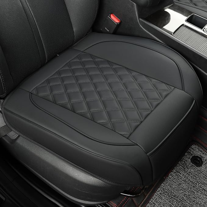 2 Pack Leather Front Car Seat Covers,Bottom Seat Covers for Cars,Driver Car Seat Cushion Cover,Luxury Seat Protectors,Waterproof,Full Wrap,for Most Vehicles,Sedan,Truck,SUV(Black) - Image 7