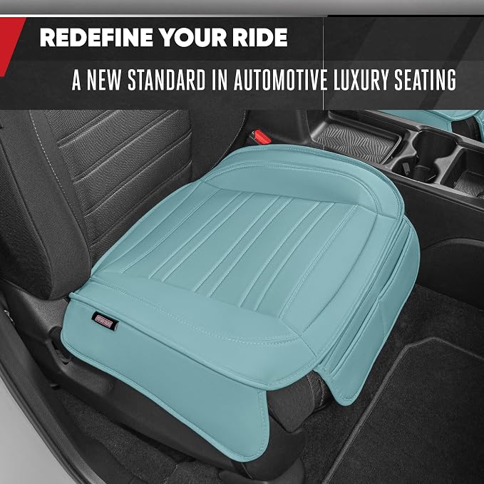 Motor Trend Seat Covers for Cars Trucks SUV, Faux Leather 2-Pack Mint Padded Car Seat Covers with Storage Pockets, Premium Interior Car Seat Cover - Image 3