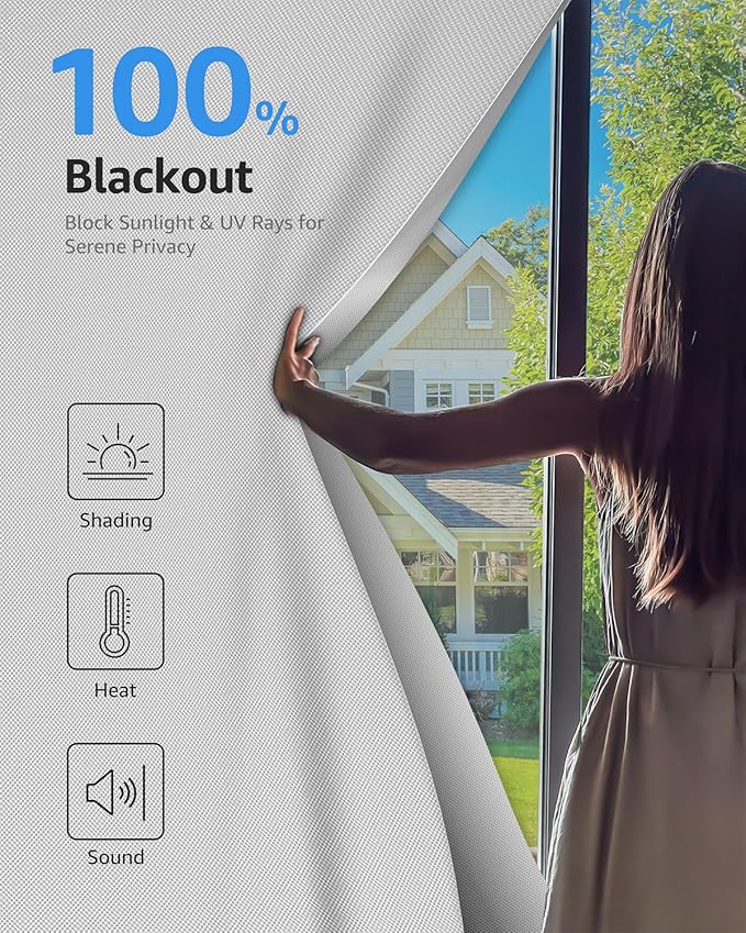 Sumobaby Blackout Curtains for Bedroom Portable 30"x60" Blackout Shades | 100% Black Out Window Cover No Drill with Upgraded Hook&Loop Tapes Thermal Insulated Blinds for Home,Nursery(1 Panel,Black) - Image 2