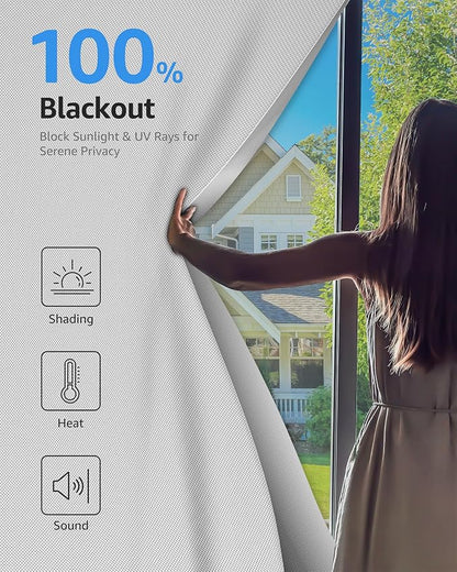 Sumobaby Blackout Curtains Portable 34”x60” No Drill Black Out Window Cover | 100% Blackout Shades with Heat-Resistant Hook&Loop Tapes,Thermal Insulated Window Blinds for Home,Nursery(1 Panel,White) - Image 2
