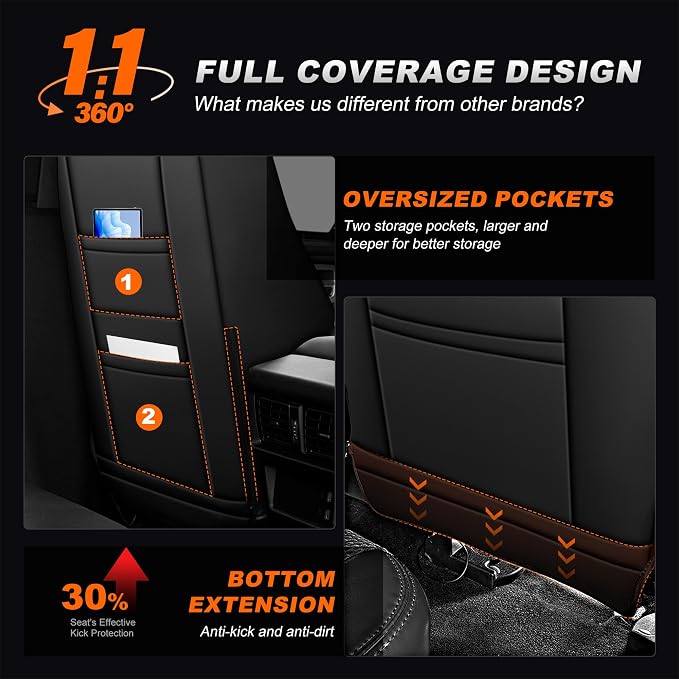 Custom Fit Seat Covers for Toyota 4Runner 2025 2026 | Full Set Faux Leather Car Seats Cover for 4Runner Accessories Black&Gray(5 Seats Model Only) - Image 5