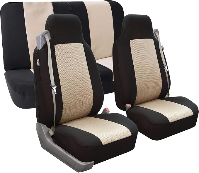 FH Group All Purpose Flat Cloth Car Seat Covers - Universal Fit, Full Set Seat Covers, Washable, Fit Most Car, Truck, SUV, Van - Black - Image 3