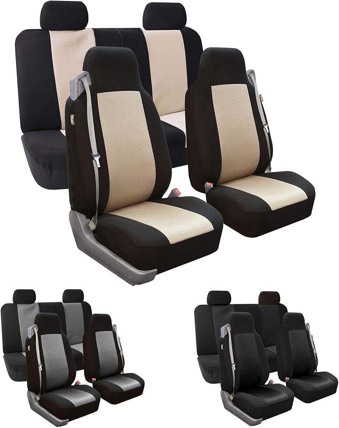 FH Group All Purpose Flat Cloth Car Seat Covers - Universal Fit, Full Set Seat Covers, Washable, Fit Most Car, Truck, SUV, Van - Black - Image 7
