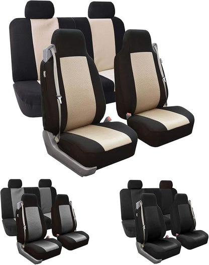 FH Group All Purpose Flat Cloth Car Seat Covers - Universal Fit, Full Set Seat Covers, Washable, Fit Most Car, Truck, SUV, Van - Black - Image 7