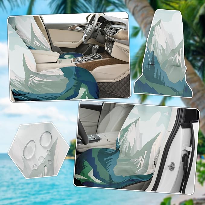 2 Pack Car Seat Towel Covers for Gym, Front Seats, National Nature | Park Sweat Protector for Front Seats Premium Thickened with Elastic Strap Breathable & Quick Dry Machine Washable Running - Image 3