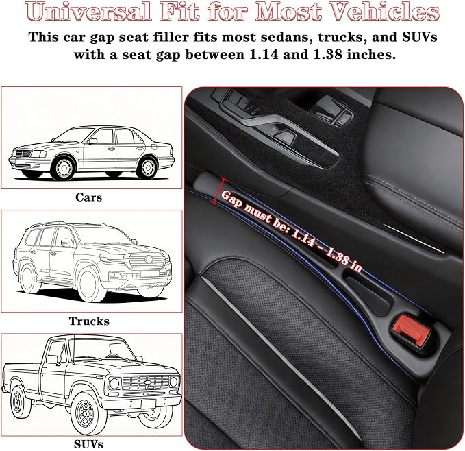 Car Seat Gap Filler Organizer of 2, 2 in 1 Car Gap Filler(Brown) | Universal Gap Filler with Storage Pockets, No Drop Seat Guard for Phones Keys Cards,Car Accessories for Most Cars Trucks SUVs - Image 6