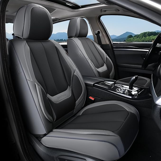 Coverado Car Seat Covers, Seat Covers for Cars, Waterproof Leather Auto Seat Protectors, Leather Car Seat Cushion, Car Interiors Accessories Universal Fit for Most Cars - Image 2