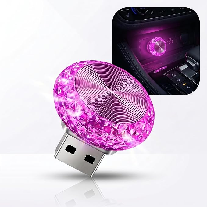 Car Interior USB LED Atmosphere Lamp, Car Crystal Mini Decoration Night Light, Plug-in USB Ambient Lights, Universal for Most Cars (Purple) by Unknown