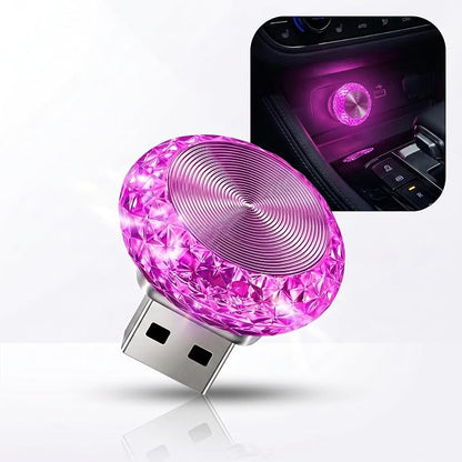 Car Interior USB LED Atmosphere Lamp, Car Crystal Mini Decoration Night Light, Plug-in USB Ambient Lights, Universal for Most Cars (Purple) by Unknown