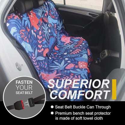 Back Seat Cover for Car Trucks Van SUV Jeep,Waterproof Rear Bench Towel Seat Covers for Dogs and Kids,Automotive Backseat Protector (Dinosaur) - Image 2