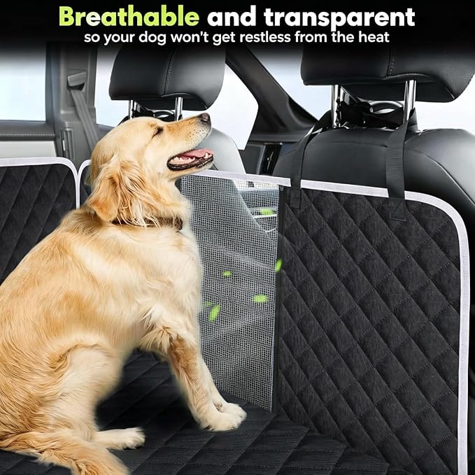 Meolsaek Dog Car Seat Cover, Mesh Window Hammock Back Seat Cover for Dogs | 1680D Oxford fabric, TPU waterproof, 3D anti-slip grip design car seat cover for back seat as hammock reducing worries - Image 2