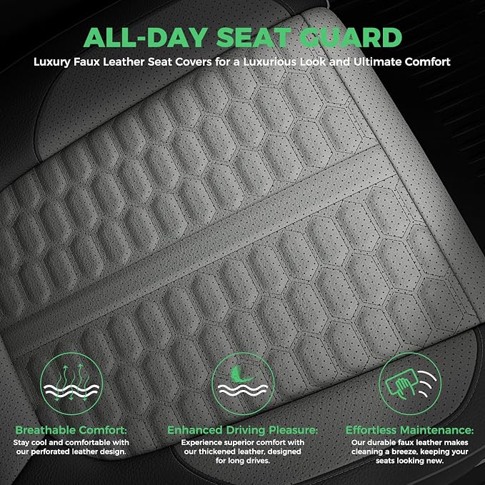 RIDEPOSH Custom Leather Seat Covers for Silverado/Sierra 1500 2019-2026 | Only Crew Cab, Fits 2500/3500HD 2020-2026, Jump Seat Cover(armrest storage only), Protective, Scratch-resistant, Easy-clean - Image 6