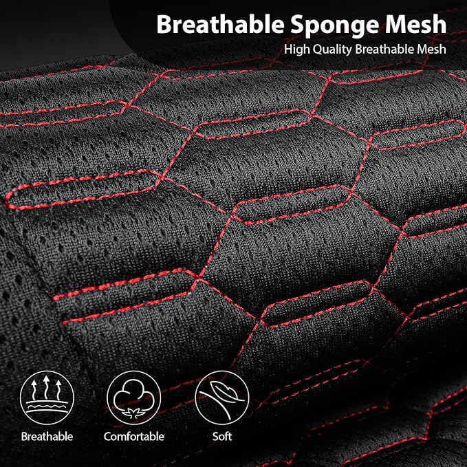 CAR PASS 3D Foam Mesh Leather Car Seat Covers Front Seats, Air Cool Mesh Front Seat Covers for Car, Universal Fit for SUV Truck Sedan Automotive, Armrest Airbag Compatible,Black and Red - Image 7