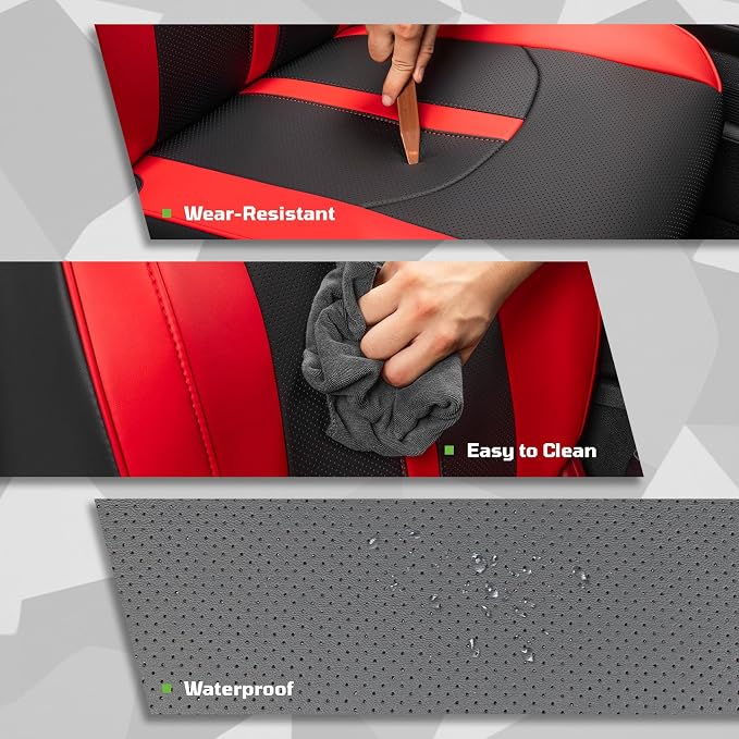 Car Seat Covers Custom Fit for Dodge 2009-2018 Ram 1500 Crew Cab,Red/Black | Custom Fit Faux Leather Full Set,Waterproof & Wear-Resistant,Fits for 4th Gen Ram 1500 Rebel/Sport/Laramie/Longhorn/Limited - Image 6