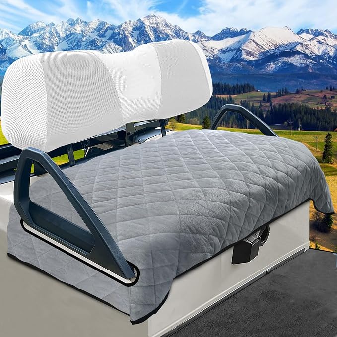 YOKYHOM Golf Cart Seat Covers, Thickened Short Plush Seat Towel Blanket with Non-Slip Backing, Soft & Heavy Duty, Fits Most 2 & 4 Passenger EZGO Yamaha Club Car, 51"x30.5", Light Gray by GolfCartLifestyleEssentials