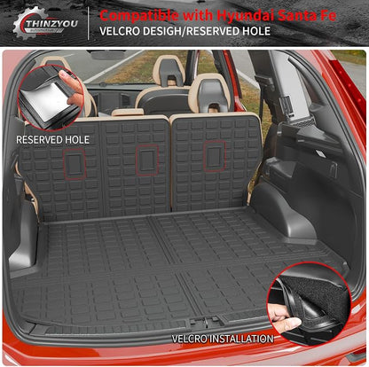 Cargo Mat & Backrest Mats for 2021-2023 Hyundai Santa Fe 5 Seats | Trunk Liner Trunk Mat TPE All Weather Back Seat Cover Protector 2022 Santa Fe Accessories - Image 3