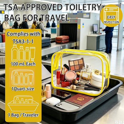 18 Pieces Small Clear Makeup Bags Bulk, TSA Approved Toiletry Bag Clear Cosmetic Pouch with Zipper, Waterproof Vinyl Plastic Organizer Case for for Women Carry-on Travel Essentials (Yellow Small) - Image 5
