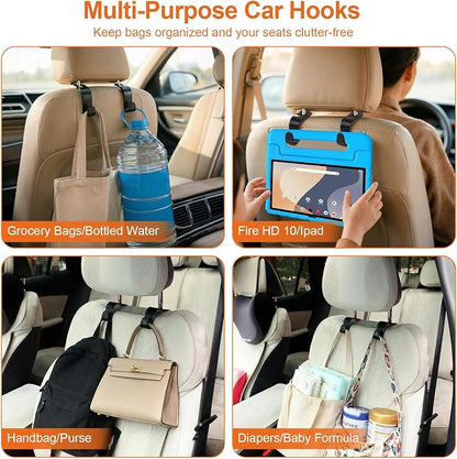 EZ COZY Purse Hook for Car 4 Pack, Deep Anti-Drop Car Seat Hooks for Headrest, Thick ABS Plastic Holds 55 Lbs, Heavy Duty Car Purse Holder & Car Accessories Interior for Handbags, Car Organizer Black - Image 3