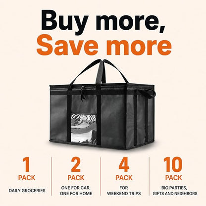 NZ home Insulated Food Bag, Portable Cooler Tote (3XL, Black, 1 Pack) | Large thermal bag, For cold & hot food, Soft sided cooler, Heavy duty carrier, Grocery shopping, Food delivery, Catering bag - Image 8
