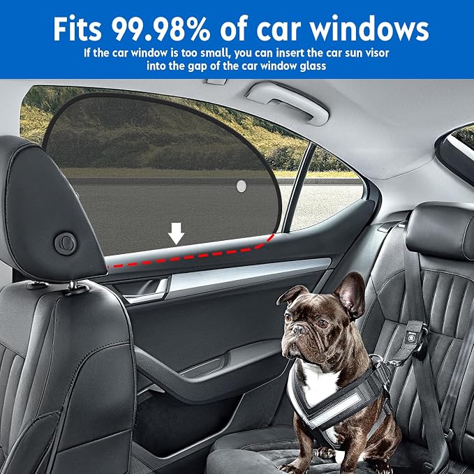 2026 New Upgrade Car Window Shades for Side Window(4 Pack),Car Window Shade for Baby with 8 Suction Cups,Sun Shade Side Window Can Blocks 99.98% UVR,Sun Shade for Window - Image 4