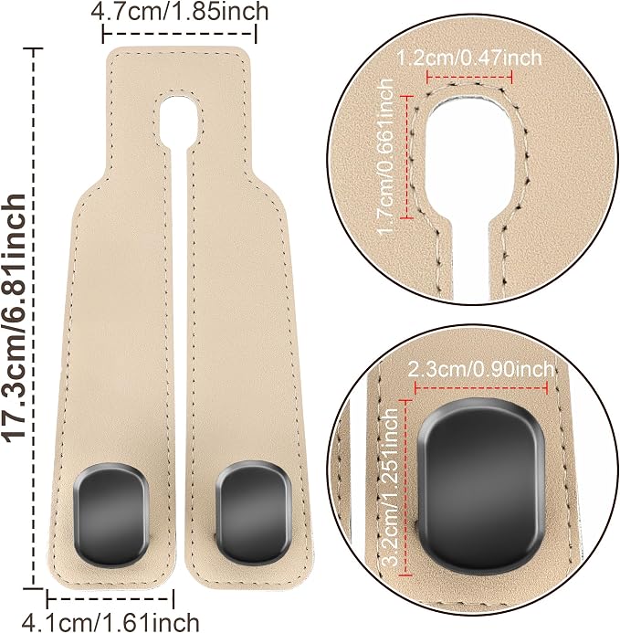 Amelity Car Headrest Hooks, Purse Hook for Car 2 Pack Beige | Universal Car Interior Accessories for Women, Available in 2/4 Pack, Storage Hanger Holds Purses, Backpacks, Grocery Bags - Image 2
