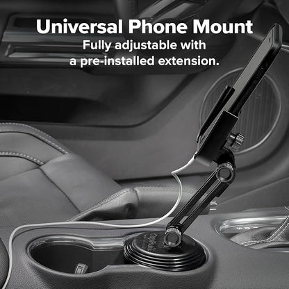 WeatherTech CupFone with Extension – Adjustable, Universal Cup Holder Cell Phone Mount Car & Truck Accessory – Best Design for iPhone & Smartphone Charging – Red Metal Knobs - Image 4