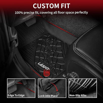 LASFIT Floor Mats for Jeep Wrangler JL 2018-2025 2026 Unlimited 4 Doors | Gas/MHEV Type, Not Fit for JK or PHEV, All Weather, TPE, Custom Fit, Car Mats, Floor Liners, 1st & 2nd Row - Image 2
