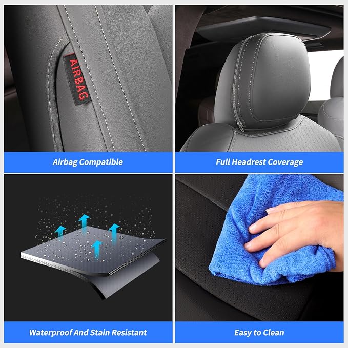 coverdream Odyssey Car Seat Covers Custom Fit for 2004-2010 Honda Odyssey,2nd-Row Captain Seats,Fully Covered,Luxury Waterproof Leather Car Seat Protector(Grey) - Image 4