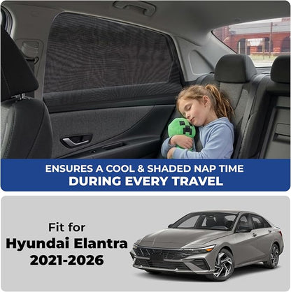 EcoNour Car Window Screen for Hyundai Elantra (2021-2026) 2 Pack | Mesh Camping Window Covers | 100% Protection from UV | Baby Safe Privacy Blackout Window | Car Accessories - Image 2