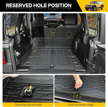 Cargo Mats for 2018-2026 Jeep Wrangler JL Unlimited 4X4 Trunk Mat with Backrest Liner, All Weather TPE Protector Rear Back Seat Mats for 18-26 Wrangler JL 4X4 4 Door Accessories - Image 5