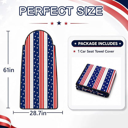 Car Seat Towel Cover for Front Seat, 1Pc Sweat Absorbent Car Seat Protector with Non-Slip Backing, Waterproof Towel Car Seat Cover for Runners, Gym, Swimming, Beach, Pets, American Flag Style - Image 7