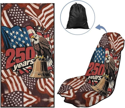 SEANATIVE Patriotic Car Seat Towel Covers - Breathable Sweat Absorbing Automotive Seat Protectors for Gym, Camping & Pet Transport (Fits SUV/Truck), 250 Years Eagle Print - Image 5