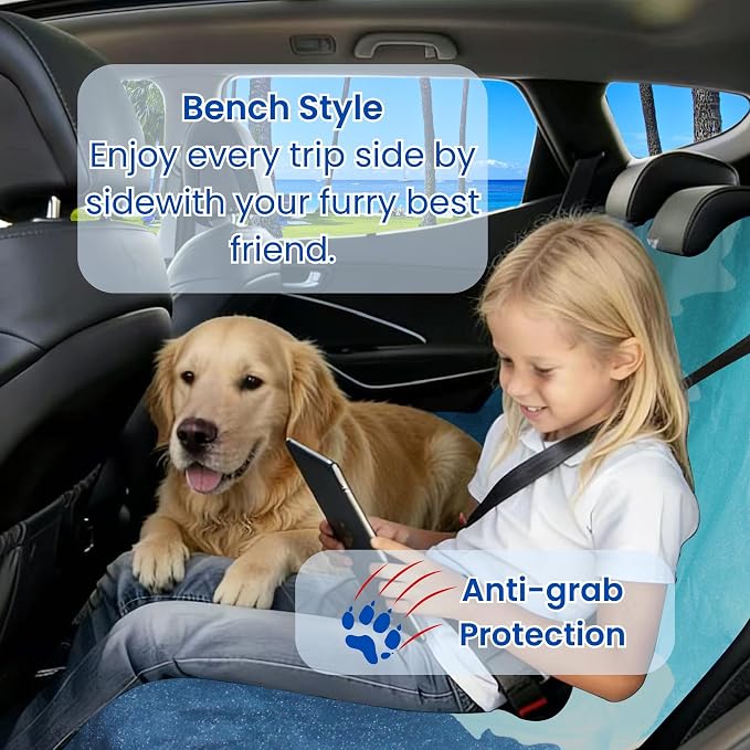 Waterproof Back Seat Cover for Dogs and Kids, Car Seat Protector Under Baby Car Seat, Child and Dog Car Seat Cover Blanket for Rear Bench(Mountains, Rear Bench Seat Towel) - Image 2
