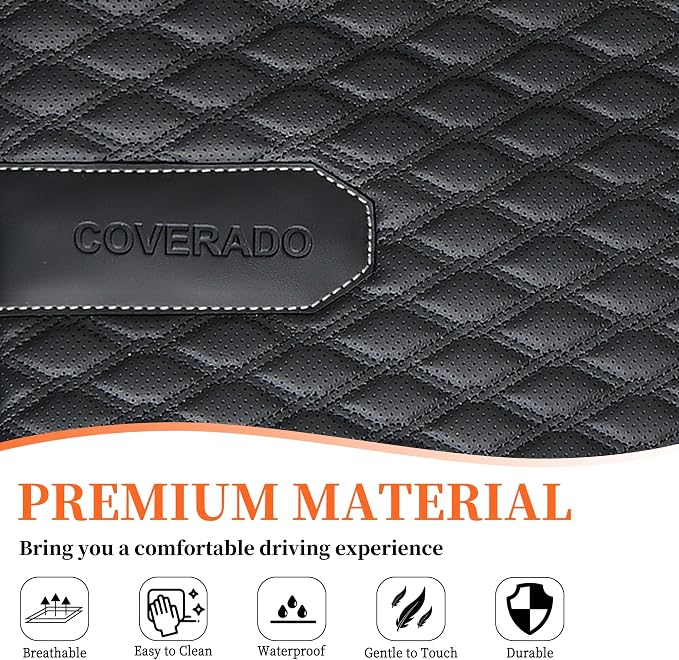 Coverado Front Seat Covers, 2PCS Waterproof Seat Covers for Cars, Car Seat Cushion Waterproof Leather Car Seat Protector, Driver Seat Cover Universal Fit for Most Sedans SUV Truck Black&White - Image 4