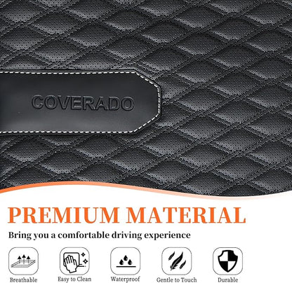 Coverado Front Seat Covers, 2PCS Waterproof Seat Covers for Cars, Car Seat Cushion Waterproof Leather Car Seat Protector, Driver Seat Cover Universal Fit for Most Sedans SUV Truck Black&White - Image 4