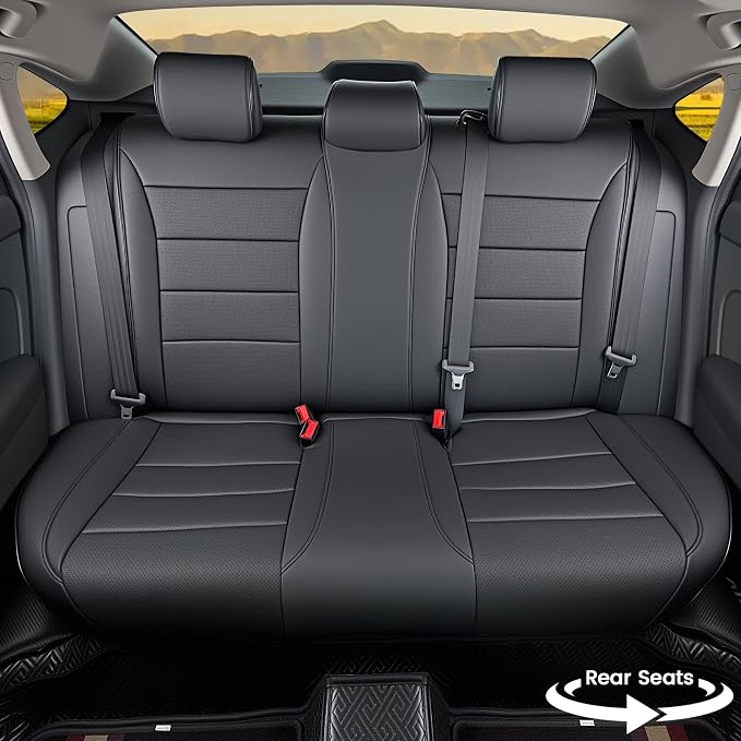 HKZ Custom Fit Civic Seat Cover Full Set for Honda Civic 4 Door (Hatchback 2022-2026 Sport Touring)&(Hatchback 2022-2024 EX-L) 5-Seats Full Set,Leather Seat Protector(Black) - Image 3