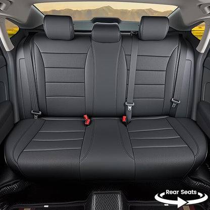 HKZ Custom Fit Civic Seat Cover Full Set for Honda Civic 4 Door (Hatchback 2022-2026 Sport Touring)&(Hatchback 2022-2024 EX-L) 5-Seats Full Set,Leather Seat Protector(Black) - Image 3