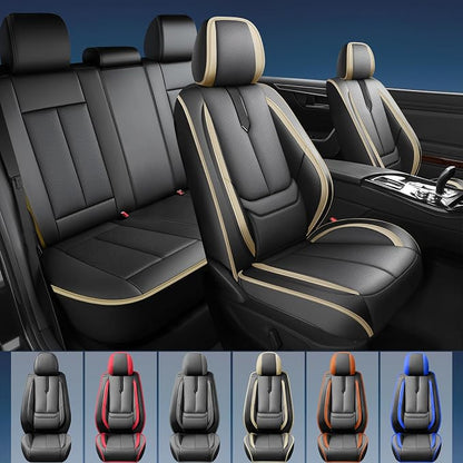 Fit Sentra Car Seat Covers for Nissan Sentra 2008-2024 2025 2026-Upgraded Premium Waterproof & Breathable Leather,Airbag Compatible,All-Weather Seat Cushion Protector,2 Front/Black-Beige - Image 2