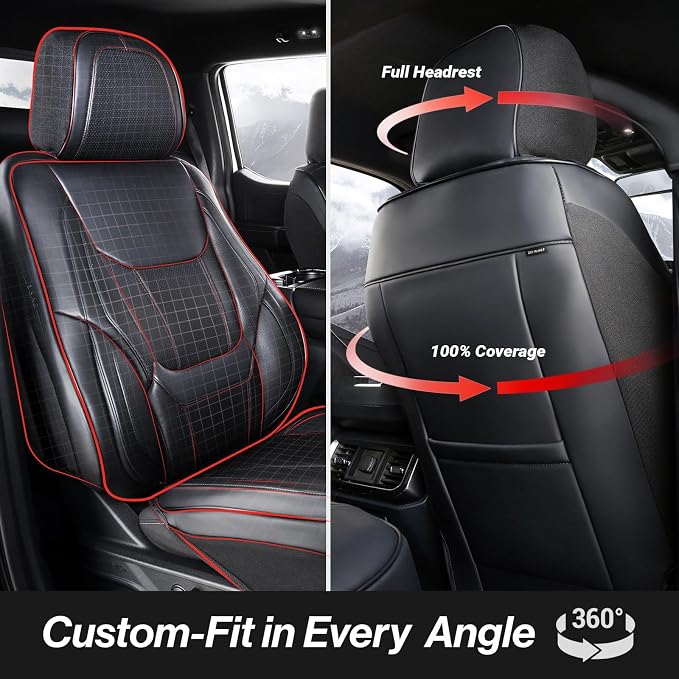 Coverland Custom SUV Car Seat Covers for 2019-2024 Subaru Forester | Premium Waterproof Faux Leather Non-Slip Memory Foam Airbag Compatible Custom Fit Interior Protector [Full Set-Black] - Image 4