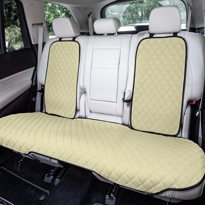 FH Group Car Seat Cushion Neosupreme Automotive Seat Cushions - Universal Fit, Rear Car Seat Cushion, Car Seat Cushions With Non-Slip Silicone Backing for SUV, Sedan, Van Rear Set Beige - Image 2