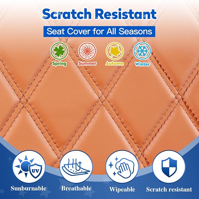 NOKINS Golf Cart Seat Covers 4 Piece Fits Club Car DS 2000.5-Up | Front and Rear Seat Vinyl Covers, Golf Cart Accessories, No Staples(All Brown) - Image 4