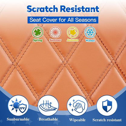 NOKINS Golf Cart Seat Covers 4 Piece Fits Club Car DS 2000.5-Up | Front and Rear Seat Vinyl Covers, Golf Cart Accessories, No Staples(All Brown) - Image 4