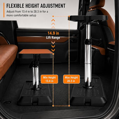 Car Seat Tray Table, Adjustable Foldable Vehicle Desk for Laptop, Tablet and Food, Back Seat Travel Tray with Cup Holder, Phone Holder and Storage Groove, Black (Small) - Image 2