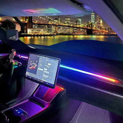 LED Car Ambient Lighting Strip for Tesla High Brightness with APP Control Multiple Colors and Car LED Strip Lighting Neon Lights for Model 3/Y (Dashboard& Center Console& 4 Floor Light) by RYE